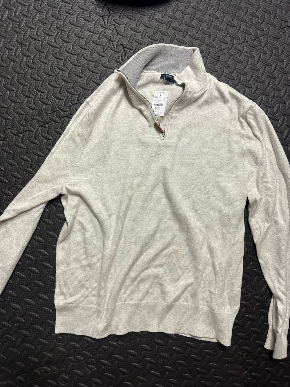 J. Crew Men's Light Gray Quarter-Zip Sweater